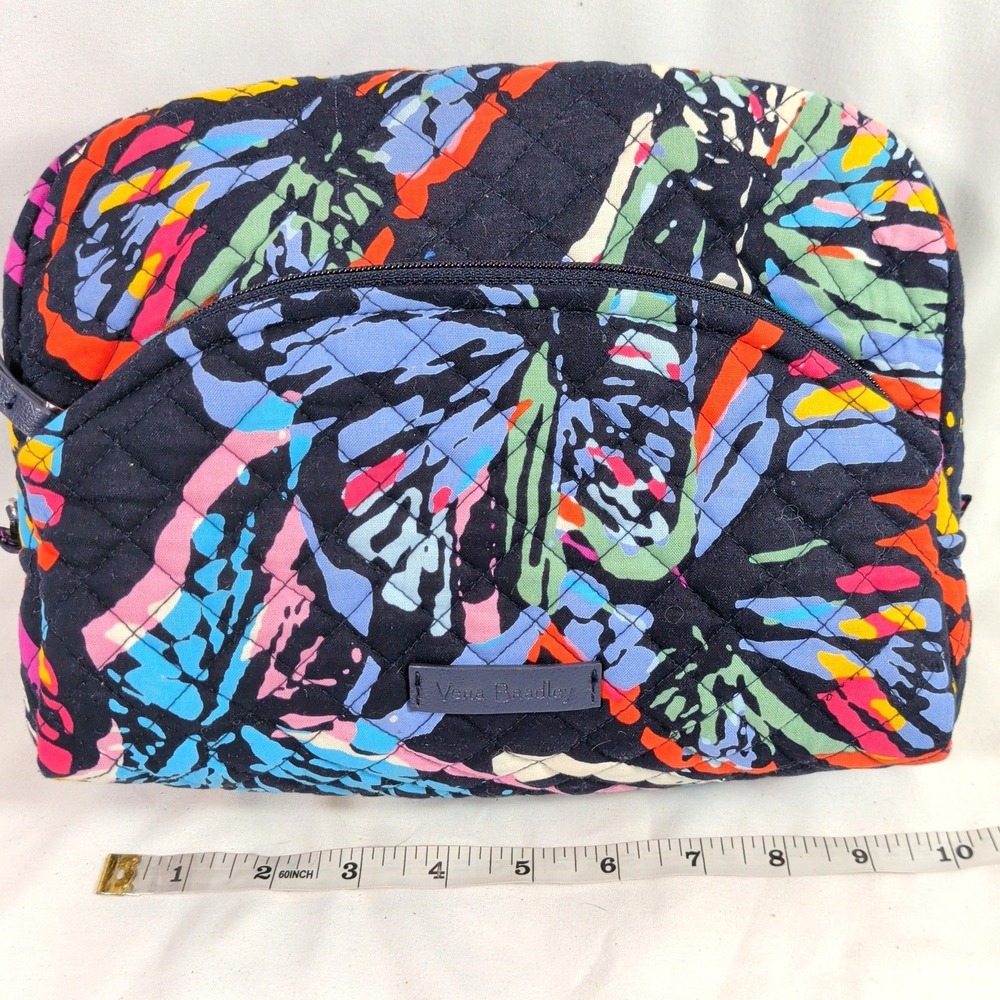 Vera Bradley Multicolor Butterfly Cosmetic Bag; Quilted Cotton Large Case